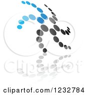 Clipart Of A Blue And Black Windmill Logo And Reflection 15 Royalty Free Vector Illustration