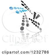 Clipart Of A Blue And Black Windmill Logo And Reflection 17 Royalty Free Vector Illustration