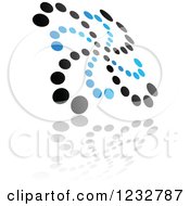 Clipart Of A Blue And Black Windmill Logo And Reflection 10 Royalty Free Vector Illustration