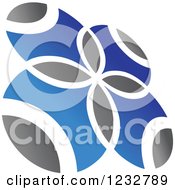 Clipart Of A Blue And Gray Windmill Logo 7 Royalty Free Vector Illustration