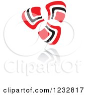 Clipart Of A Red And Black Windmill Logo And Reflection 2 Royalty Free Vector Illustration