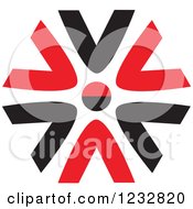 Clipart Of A Red And Black Abstract Flower Logo 2 Royalty Free Vector Illustration
