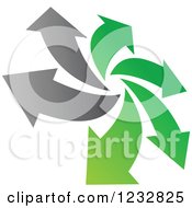 Clipart Of A Gray And Green Arrow Logo Royalty Free Vector Illustration