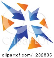 Clipart Of A Blue And Orange Arrow Logo 3 Royalty Free Vector Illustration