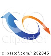 Clipart Of A Blue And Orange Arrow Logo 4 Royalty Free Vector Illustration