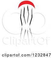 Clipart Of A Red And Black Jellyfish Logo And Reflection Royalty Free Vector Illustration