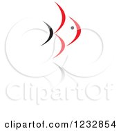 Clipart Of A Red And Black Fish Logo And Reflection 9 Royalty Free Vector Illustration