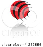 Clipart Of A Red And Black Fish Logo And Reflection Royalty Free Vector Illustration