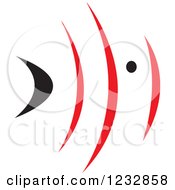 Clipart Of A Red And Black Fish Logo 3 Royalty Free Vector Illustration