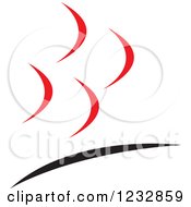 Clipart Of A Red And Black Fish Logo Royalty Free Vector Illustration