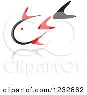 Clipart Of A Red And Black Fish Logo And Reflection 6 Royalty Free Vector Illustration
