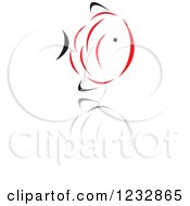Clipart Of A Red And Black Fish Logo And Reflection 11 Royalty Free Vector Illustration