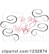 Poster, Art Print Of Be My Valentine Text With Black Swirl Borders