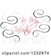 Clipart Of A Be My Valentine Text With Black Swirl Borders Royalty Free Vector Illustration