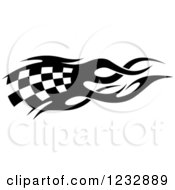 Poster, Art Print Of Black And White Flaming Checkered Racing Flag 2