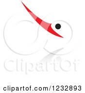 Clipart Of A Red And Black Abstract Person Diving Logo And Reflection Royalty Free Vector Illustration