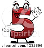 Poster, Art Print Of Happy Red Number Five Holding Up 5 Fingers