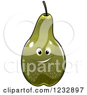 Clipart Of A Happy Green Pear Smiling Royalty Free Vector Illustration