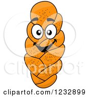 Clipart Of Happy Braided Bread Smiling Royalty Free Vector Illustration