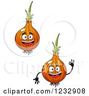Clipart Of Happy Yellow Onions Royalty Free Vector Illustration