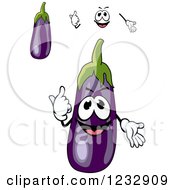 Clipart Of A Happy Eggplant Smiling Royalty Free Vector Illustration