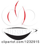 Clipart Of A Red And Black Hot Bowl Logo Royalty Free Vector Illustration