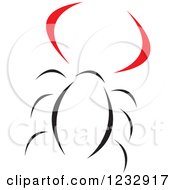 Clipart Of A Red And Black Crab Logo And Reflection Royalty Free Vector Illustration