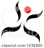 Clipart Of A Red And Black Abstract Joyous Person Logo Royalty Free Vector Illustration