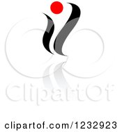 Clipart Of A Red And Black Abstract Person Logo And Reflection Royalty Free Vector Illustration
