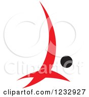 Clipart Of A Red And Black Abstract Person Logo 4 Royalty Free Vector Illustration