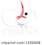 Clipart Of A Red And Black Abstract Person Logo And Reflection 4 Royalty Free Vector Illustration