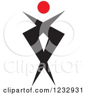 Clipart Of A Red And Black Abstract Person Or Torch Logo Royalty Free Vector Illustration
