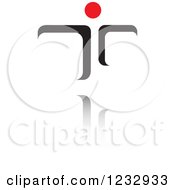 Poster, Art Print Of Red And Black Abstract Person Logo And Reflection 2