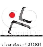 Poster, Art Print Of Red And Black Abstract Gymnast Person Logo