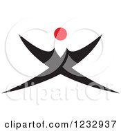 Clipart Of A Red And Black Abstract Happy Person Logo Royalty Free Vector Illustration