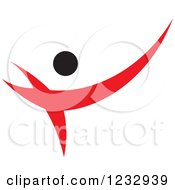 Clipart Of A Red And Black Abstract Person Dancing Logo Royalty Free Vector Illustration