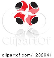 Clipart Of Red And Black Abstract Team Of People Huddled Logo And Reflection Royalty Free Vector Illustration by Vector Tradition SM