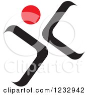 Clipart Of A Red And Black Abstract Happy Person Logo 3 Royalty Free Vector Illustration