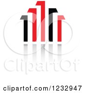 Clipart Of A Red And Black Bar Graph Logo And Reflection 3 Royalty Free Vector Illustration