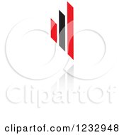 Clipart Of A Red And Black Bar Graph Logo And Reflection Royalty Free Vector Illustration