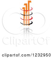 Clipart Of A Red Orange And Black Bar Graph Logo And Reflection Royalty Free Vector Illustration