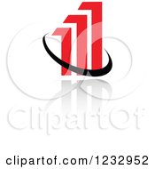 Clipart Of A Red And Black Bar Graph Logo And Reflection 2 Royalty Free Vector Illustration