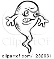 Clipart Of A Mad Black And White Amoeba Or Monster 2 Royalty Free Vector Illustration