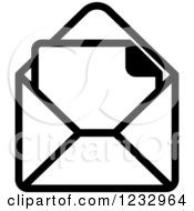 Clipart Of A Black And White Envelope And Letter Business Icon Royalty Free Vector Illustration