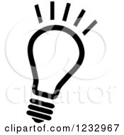Clipart Of A Black And White Idea Light Bulb Business Icon Royalty Free Vector Illustration