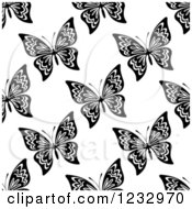 Poster, Art Print Of Seamless Black And White Butterfly Background Pattern 2