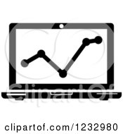 Clipart Of A Black And White Laptop Chart Business Icon Royalty Free Vector Illustration