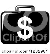 Clipart Of A Black And White Dollar Briefcase Icon Royalty Free Vector Illustration