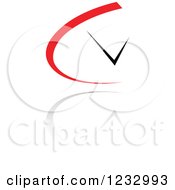 Clipart Of A Red And Black Clock Logo And Reflection Royalty Free Vector Illustration