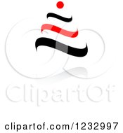 Clipart Of A Red And Black Abstract Tree Logo And Reflection Royalty Free Vector Illustration